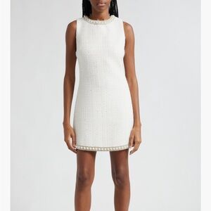 Alice & Olivia Coley Beaded Sleeveless Tweed Minidress